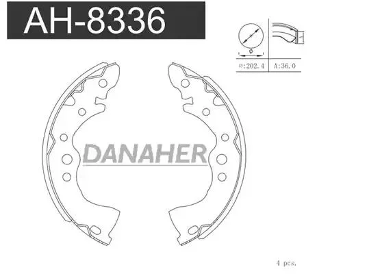 AH8336 DANAHER Комлект тормозных накладок (фото 1)