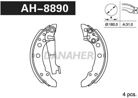 AH8890 DANAHER Комлект тормозных накладок (фото 1)