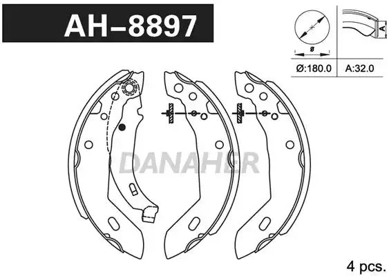 AH8897 DANAHER Комлект тормозных накладок (фото 1)