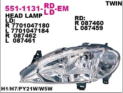 551-1131R-LD-EM DEPO Основная фара (фото 1)
