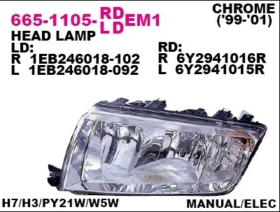 665-1105R-LDEM1 DEPO Основная фара (фото 1)