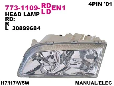 773-1109R-LDEN1 DEPO Основная фара (фото 1)