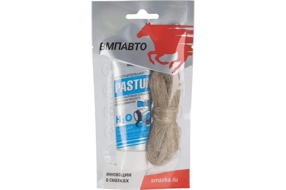 8109 VMPAUTO Pastum H2O, комплект 70 г туба + лен 15 г паста для уплотнения резьбовых соединений (фото 1)