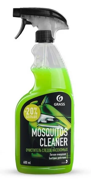 110372 GRASS Очиститель кузова 600мл - Mosquitos Cleaner для удаления следов насекомых со стекол, капота, пластиковых и хромированных деталей, готов к применению, триггер-спрей (фото 1)