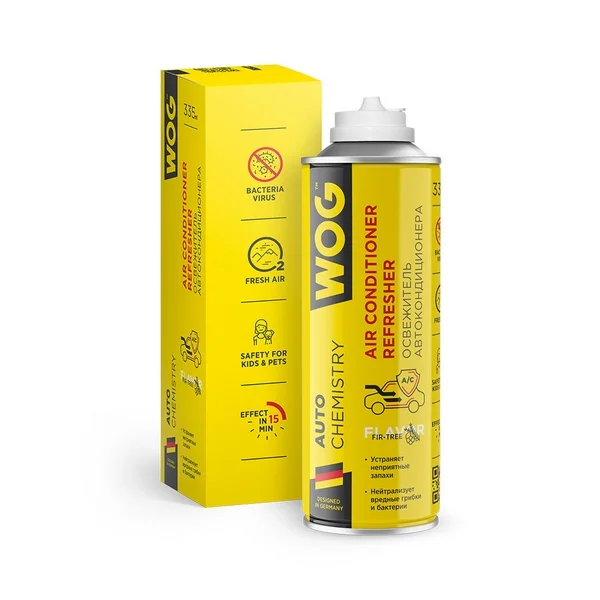 WGC0802 WOG Очиститель кондиционера 335мл - очиститель-освежитель кондиционера и системы вентиляции (дымовая шашка), антибактериальный с ароматом пихты, аэрозоль (фото 1)