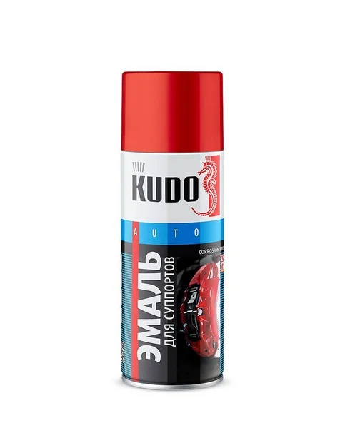 KU-5211 KUDO Краска высокотемпературная 520мл - красная алкидная эмаль для суппортов, термостойкость до +120 С, аэрозоль (фото 1)