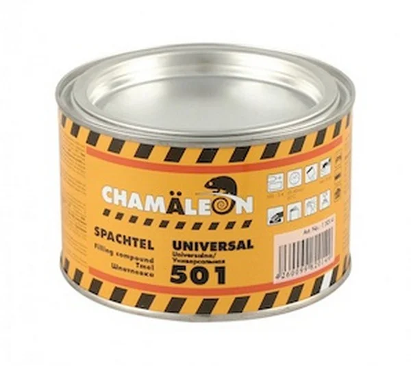 15014 CHAMALEON Шпатлевка 0,5кг среднезернистая универсальная серая (+отвердитель в комплекте) (фото 1)