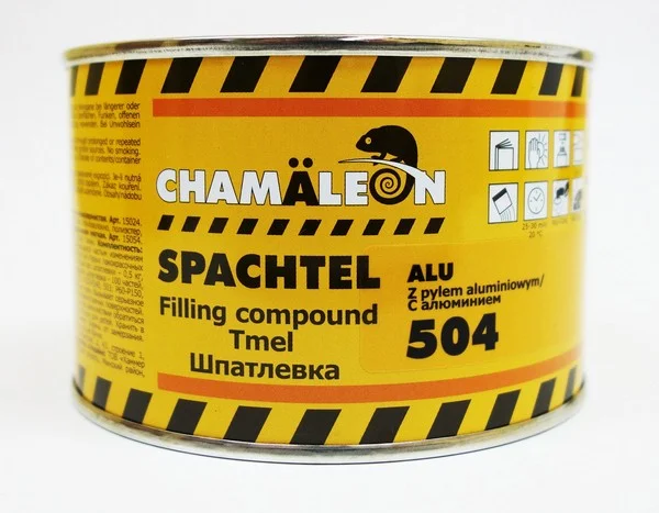 15044 CHAMALEON Шпатлевка 0,512кг с алюминием для устранения как глубоких неровностей, так и мелких дефектов, серая (+отвердитель в комплекте) (фото 1)
