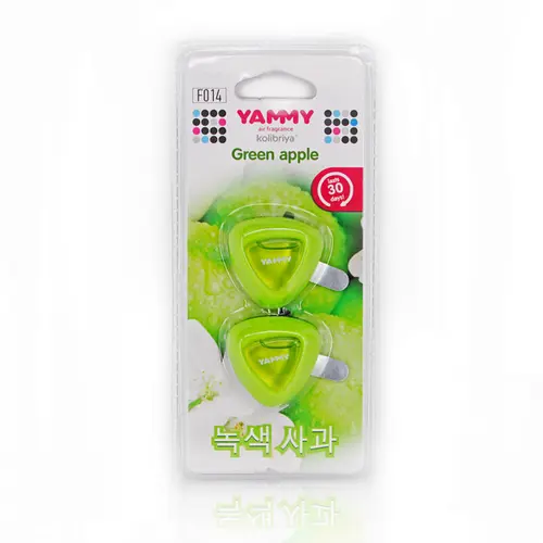 F014 YAMMY Ароматизатор на дефлектор, жидкий, аромат 'Green Apple', Корея (фото 1)