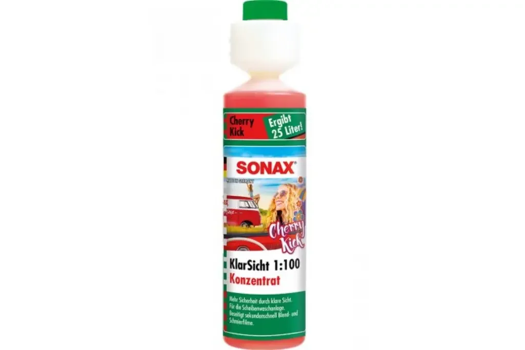 392 141 SONAX Жидкость для стеклоомывателя летняя концентрат 1:100, вишня, 250ml (фото 1)