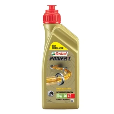 CASTROL 10W40 POWER1 4T/1 CASTROL Масло моторное полусинтетическое 1л - для 4-тактных двигателей мототехники API SN, JASO MA2 (уп.-12шт) (фото 1)