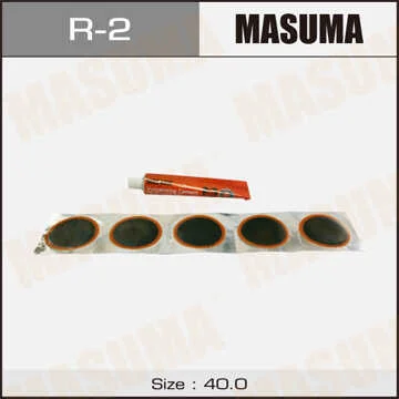 R-2 MASUMA К-кт заплаток для камер 25 шт. D40mm + клей 22ml (фото 1)
