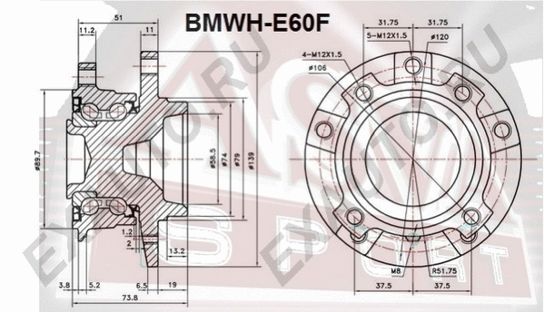 BMWH-E60F ASVA Ступица колеса (фото 1)