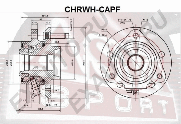 CHRWH-CAPF ASVA Ступица колеса (фото 1)