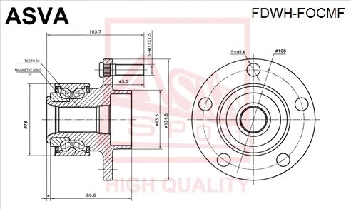 FDWH-FOCMF ASVA Ступица колеса (фото 1)
