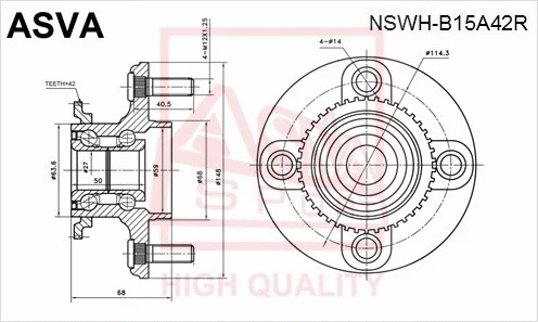 NSWH-B15A42R ASVA Ступица колеса (фото 1)
