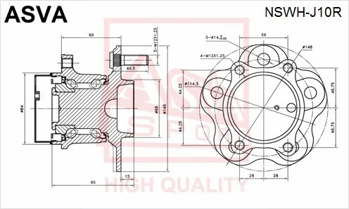 NSWH-J10R ASVA Ступица колеса (фото 1)