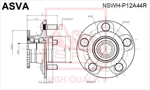 NSWH-P12A44R ASVA Ступица колеса (фото 1)