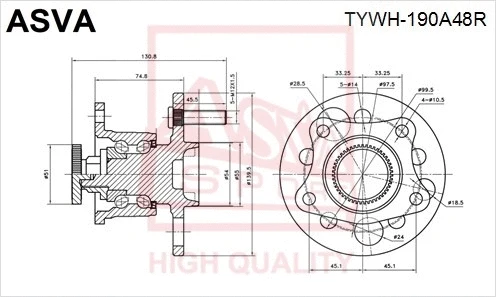 TYWH-190A48R ASVA Ступица колеса (фото 1)