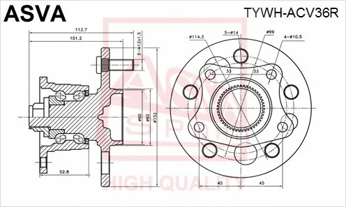 TYWH-ACV36R ASVA Ступица колеса (фото 1)