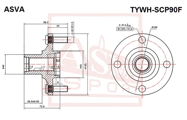 TYWH-SCP90F ASVA Ступица колеса (фото 1)