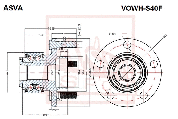 VOWH-S40F ASVA Ступица колеса (фото 1)