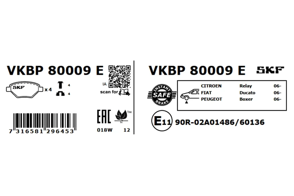 VKBP 80009 E SKF Комплект тормозных колодок, дисковый тормоз (фото 5)