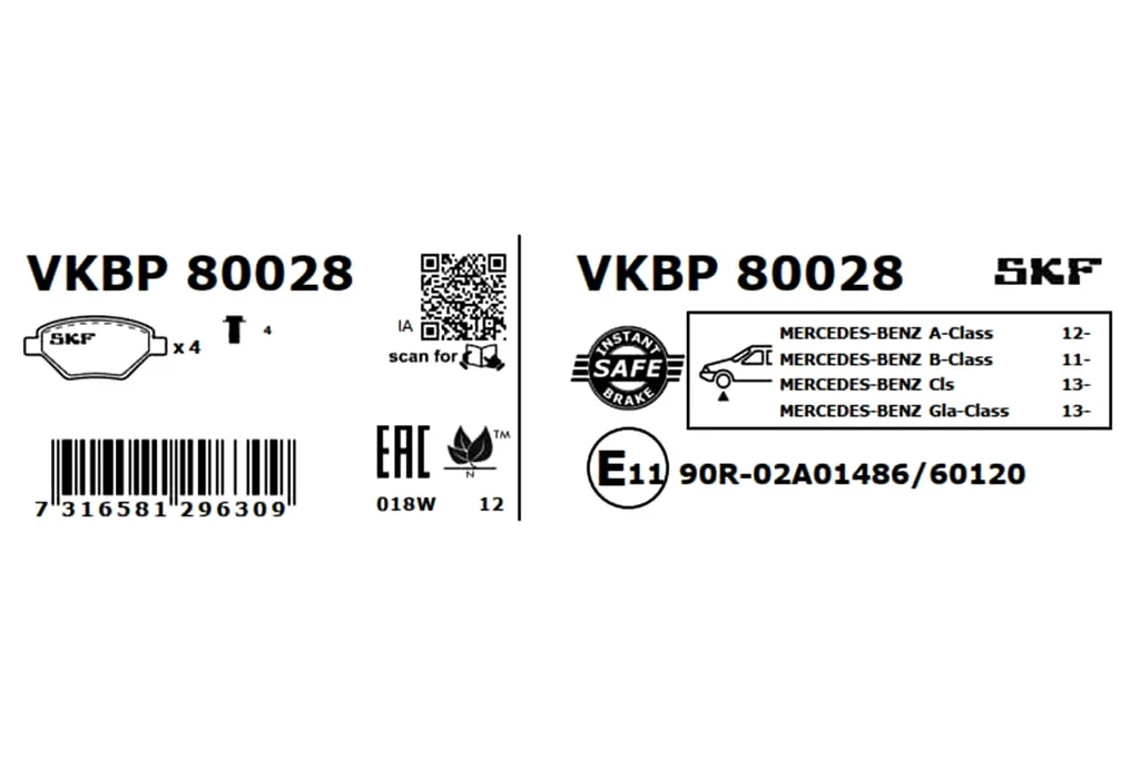 VKBP 80028 SKF Комплект тормозных колодок, дисковый тормоз (фото 6)