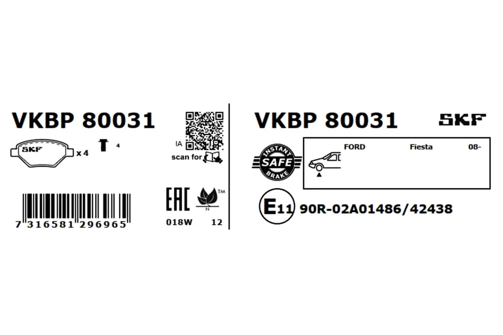 VKBP 80031 SKF Комплект тормозных колодок, дисковый тормоз (фото 8)