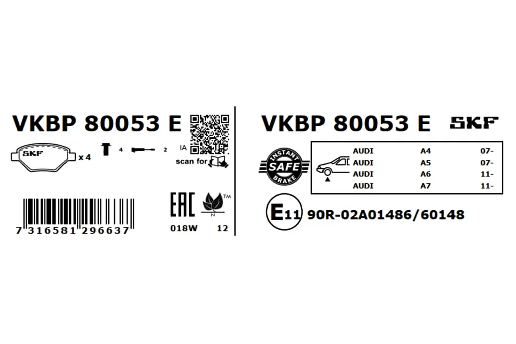 VKBP 80053 E SKF Комплект тормозных колодок, дисковый тормоз (фото 5)