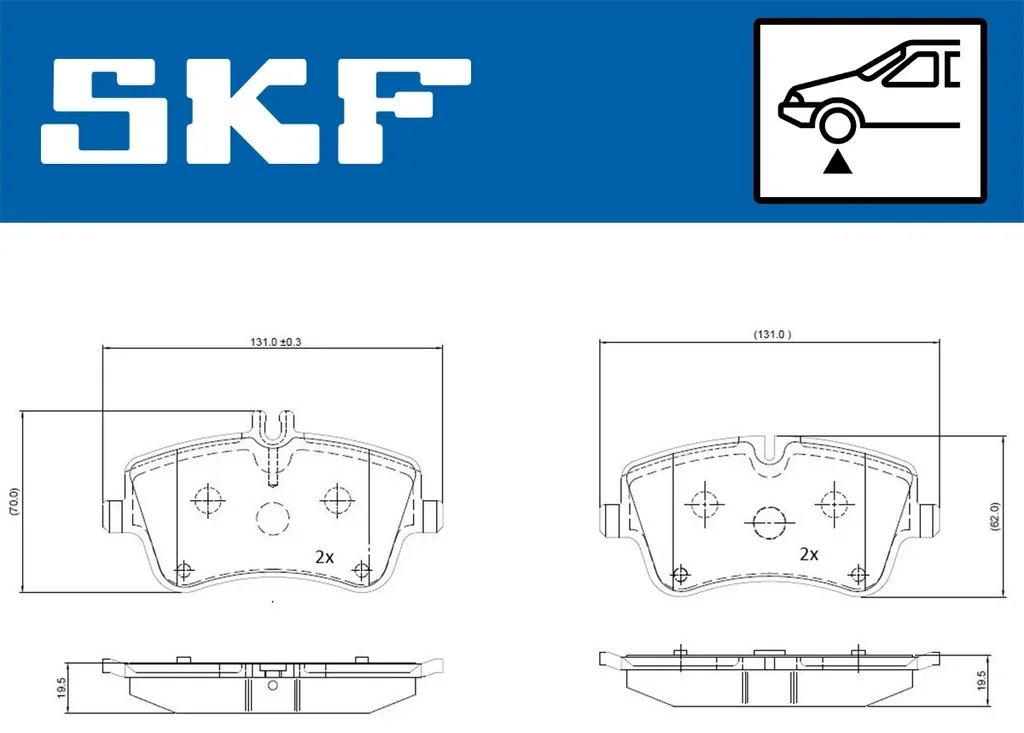 VKBP 80081 SKF Комплект тормозных колодок, дисковый тормоз (фото 2)