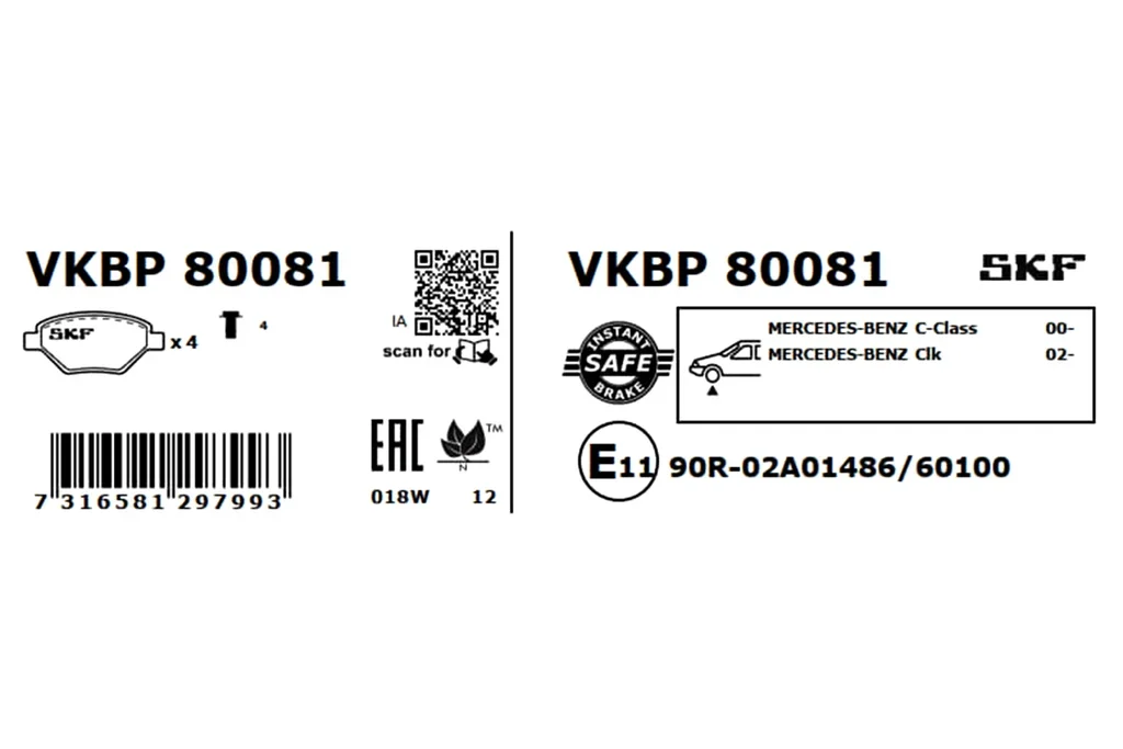 VKBP 80081 SKF Комплект тормозных колодок, дисковый тормоз (фото 7)