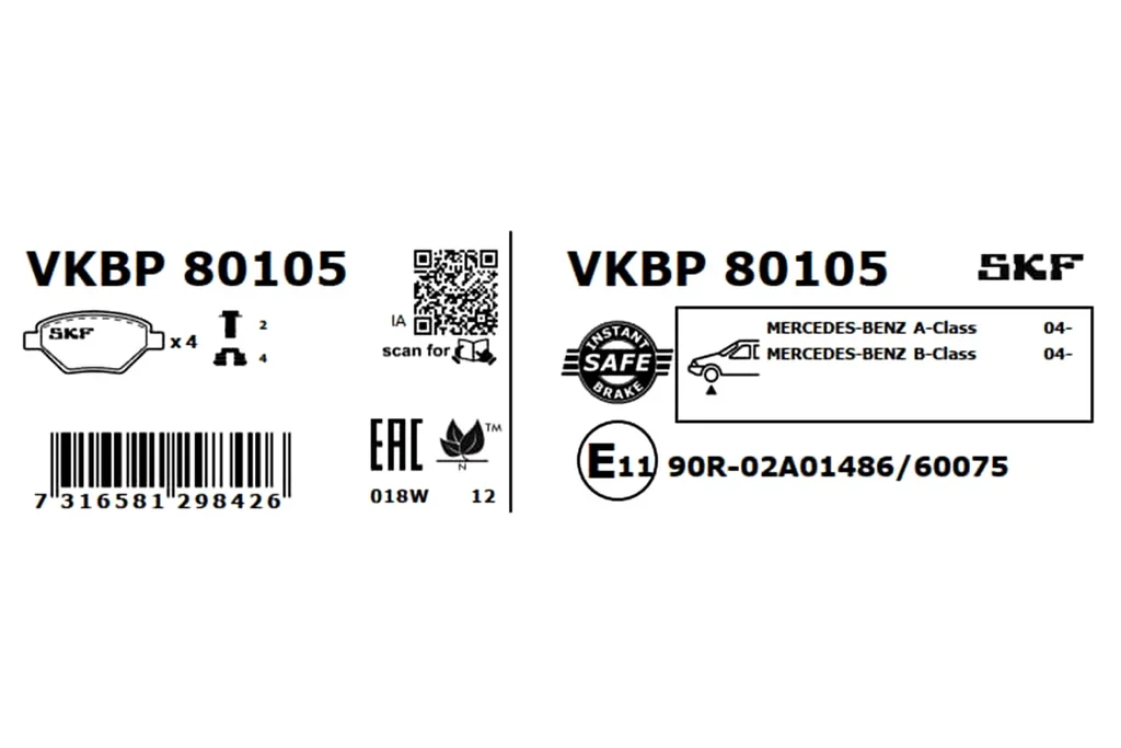 VKBP 80105 SKF Комплект тормозных колодок, дисковый тормоз (фото 6)