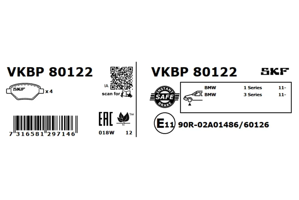 VKBP 80122 SKF Комплект тормозных колодок, дисковый тормоз (фото 6)