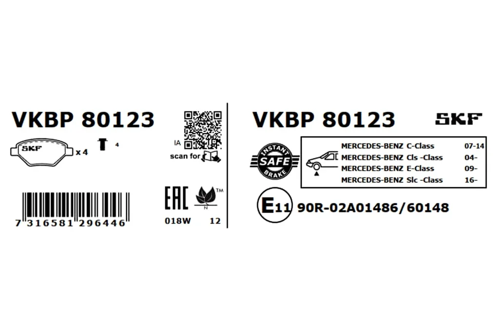 VKBP 80123 SKF Комплект тормозных колодок, дисковый тормоз (фото 5)