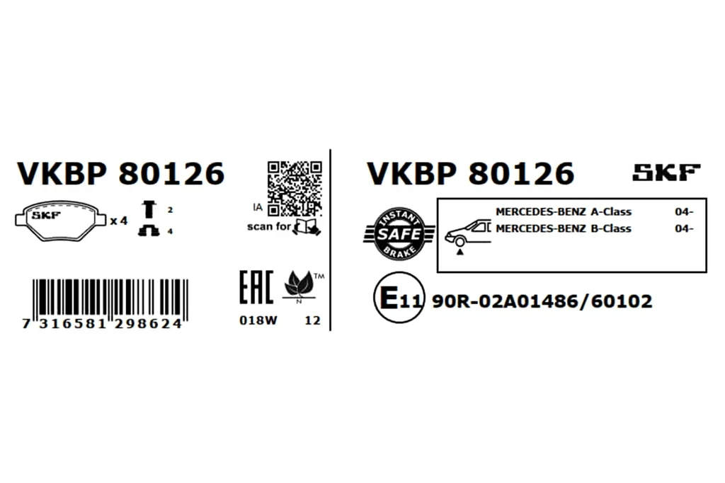 VKBP 80126 SKF Комплект тормозных колодок, дисковый тормоз (фото 6)