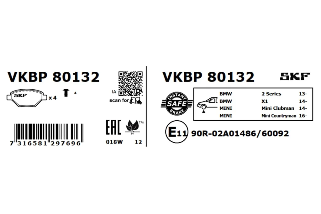 VKBP 80132 SKF Комплект тормозных колодок, дисковый тормоз (фото 7)