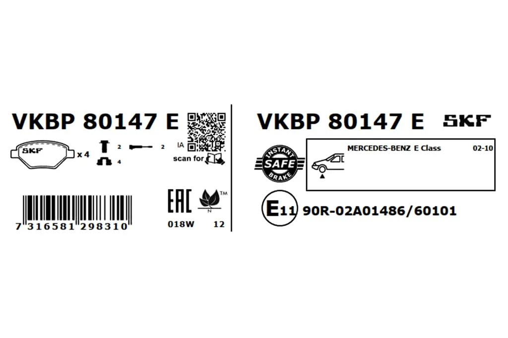 VKBP 80147 E SKF Комплект тормозных колодок, дисковый тормоз (фото 6)