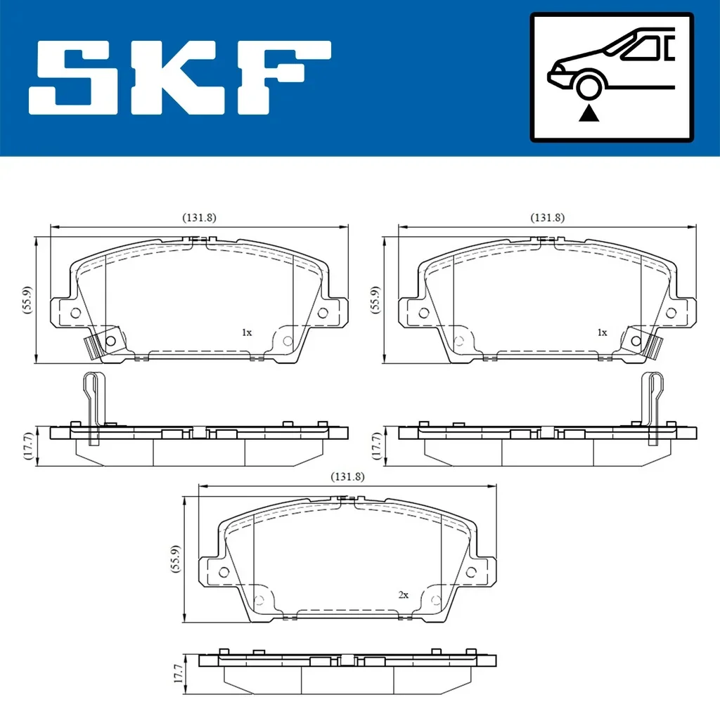 VKBP 80195 A SKF Комплект тормозных колодок, дисковый тормоз (фото 2)