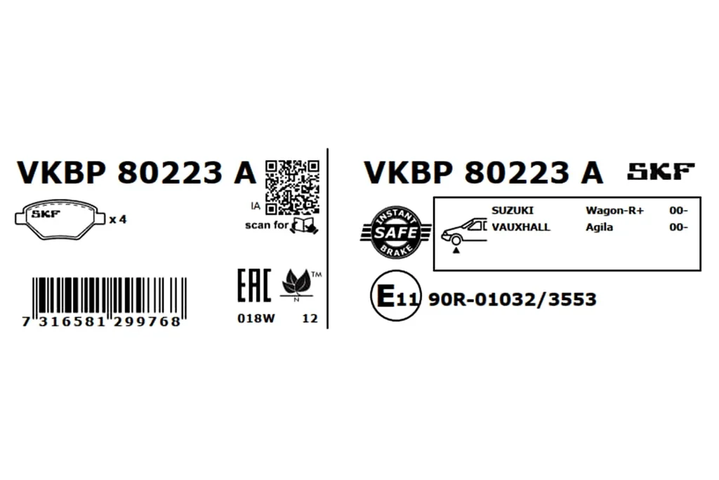VKBP 80223 A SKF Комплект тормозных колодок, дисковый тормоз (фото 3)