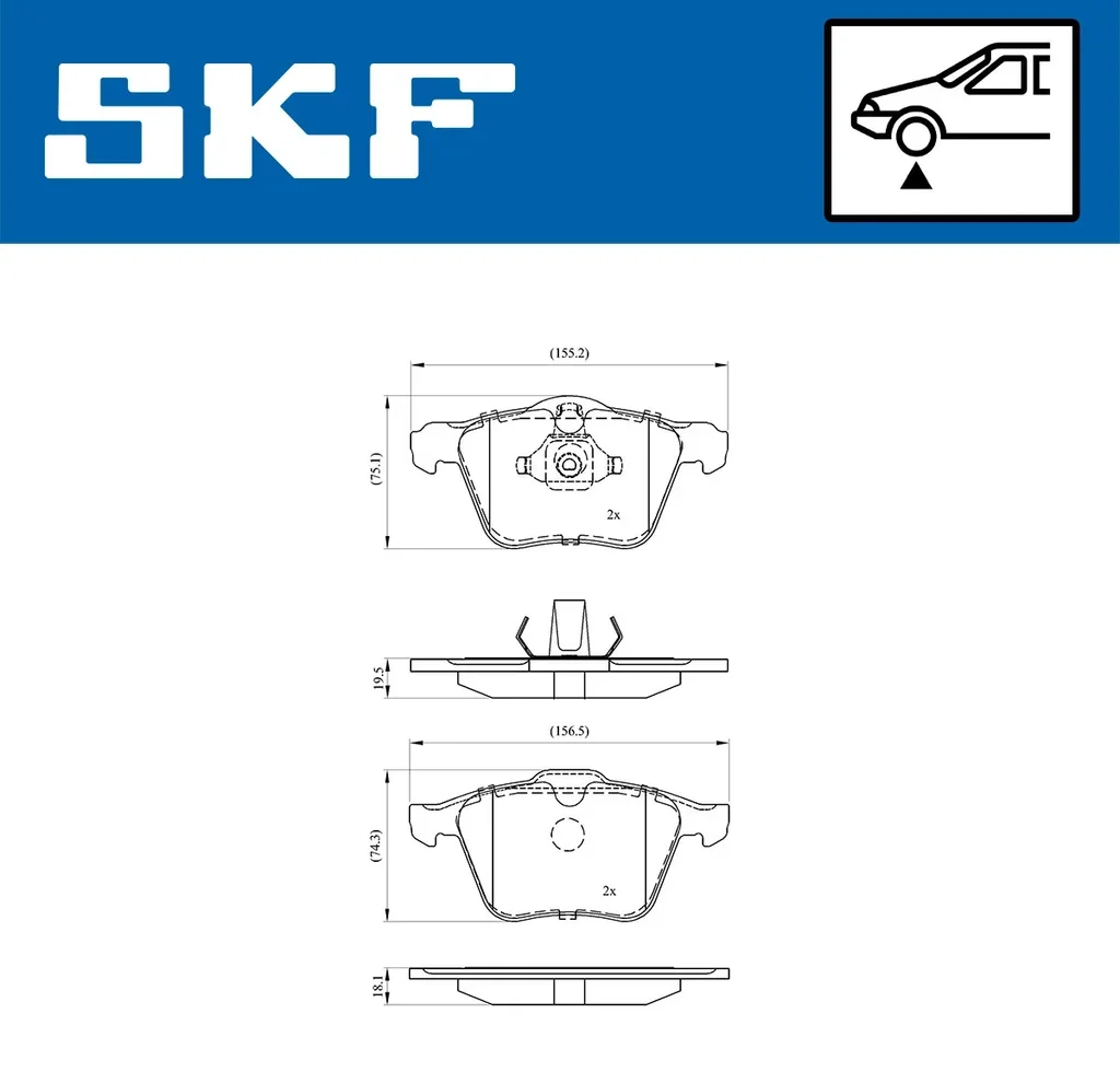 VKBP 80224 SKF Комплект тормозных колодок, дисковый тормоз (фото 2)