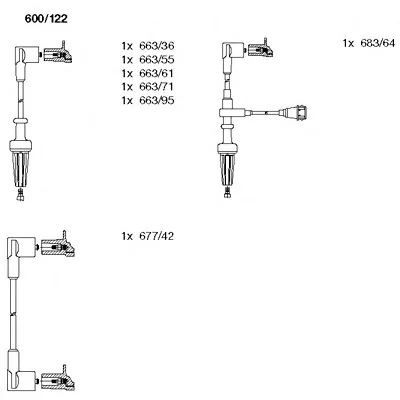 600/122 BREMI Высоковольтные провода (комплект проводов зажигания) (фото 1)