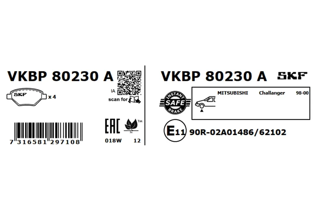 VKBP 80230 A SKF Комплект тормозных колодок, дисковый тормоз (фото 6)