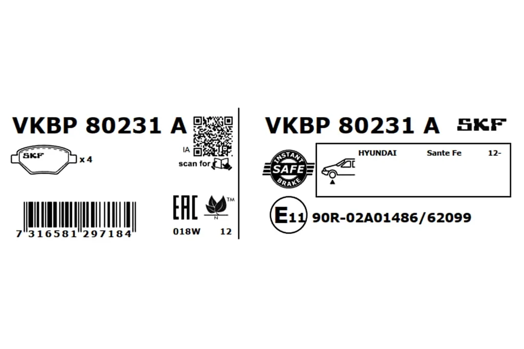 VKBP 80231 A SKF Комплект тормозных колодок, дисковый тормоз (фото 5)
