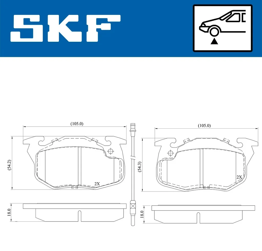 VKBP 80238 E SKF Комплект тормозных колодок, дисковый тормоз (фото 2)