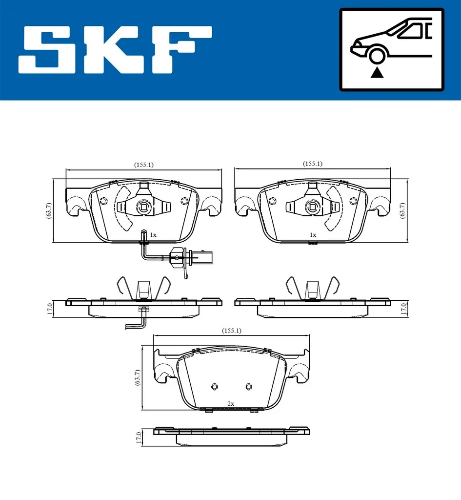 VKBP 80250 E SKF Комплект тормозных колодок, дисковый тормоз (фото 3)