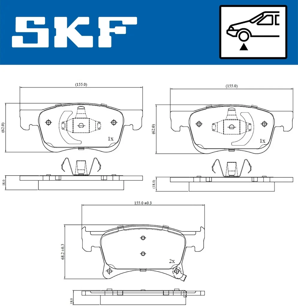 VKBP 80301 A SKF Комплект тормозных колодок, дисковый тормоз (фото 2)