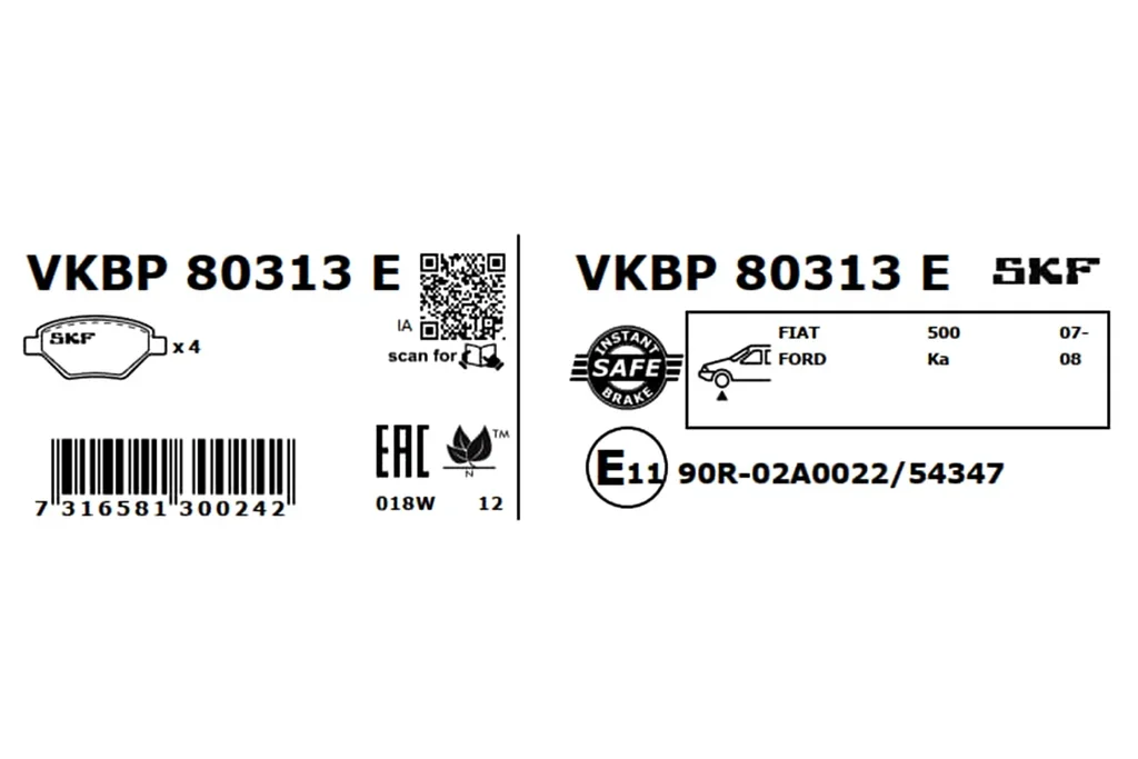 VKBP 80313 E SKF Комплект тормозных колодок, дисковый тормоз (фото 3)