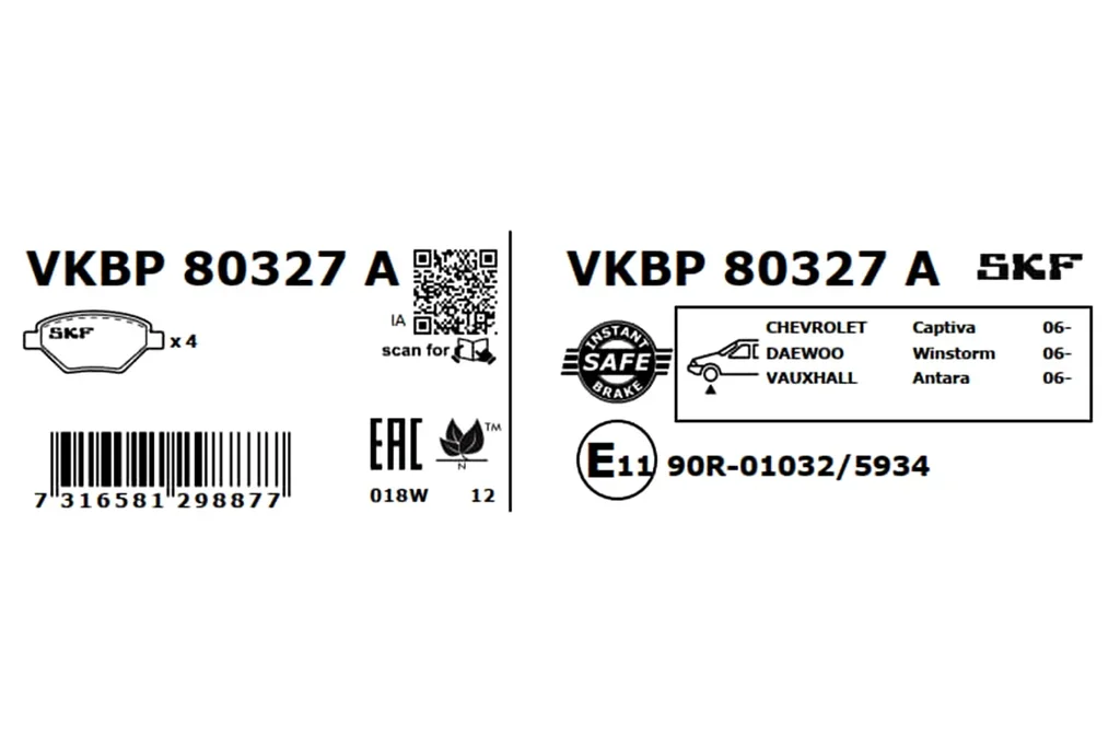 VKBP 80327 A SKF Комплект тормозных колодок, дисковый тормоз (фото 2)