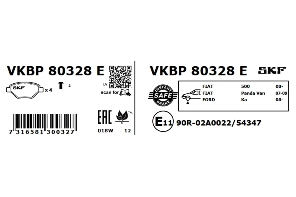VKBP 80328 E SKF Комплект тормозных колодок, дисковый тормоз (фото 5)